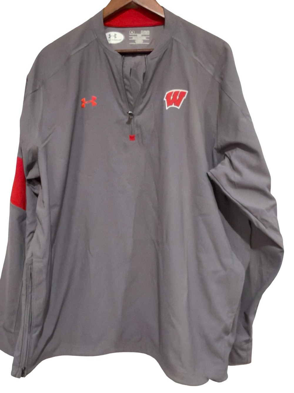 Under Armour Men’s Gray Performance Pullover Jacket with Red Logos